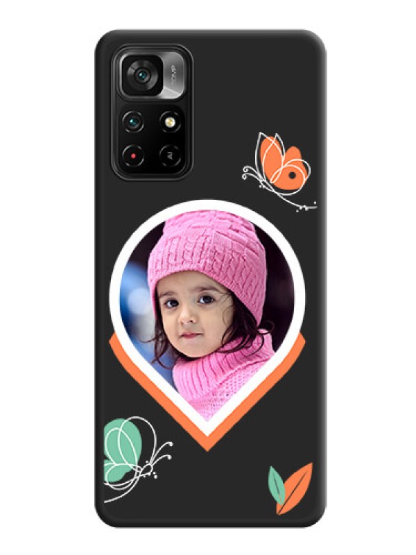 Custom Upload Pic With Simple Butterly Design On Space Black Personalized Soft Matte Phone Covers -Poco M4 Pro 5G
