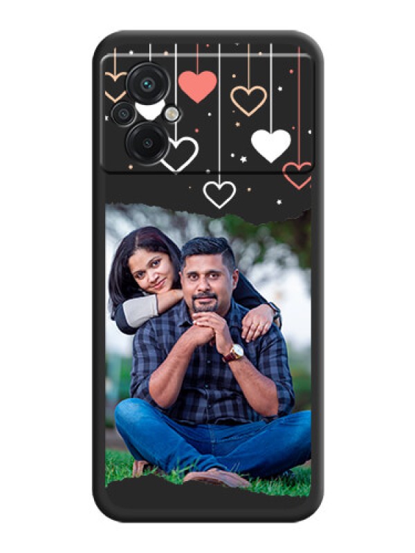 Custom Love Hangings with Splash Wave Picture on Space Black Custom Soft Matte Phone Back Cover - Poco M5