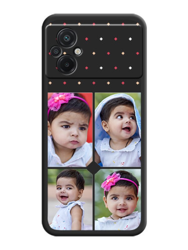 Custom Multicolor Dotted Pattern with 4 Image Holder on Space Black Custom Soft Matte Phone Cases - Poco M5