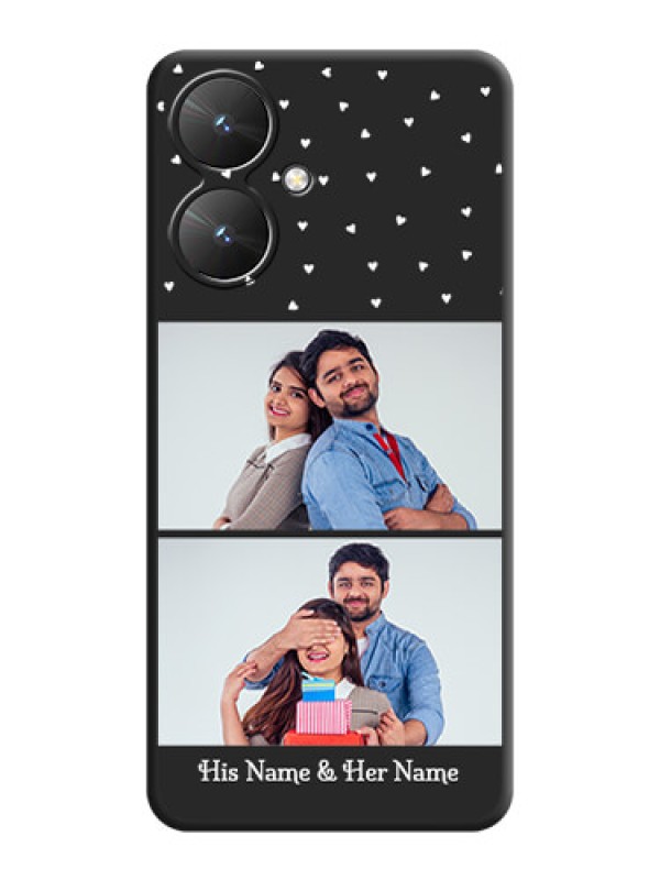 Custom Miniature Love Symbols with Name On Space Black Custom Soft Matte Mobile Back Cover - Poco M6 5G