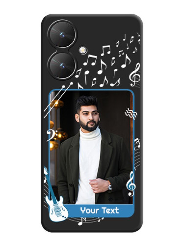 Custom Musical Theme Design with Text on Photo On Space Black Custom Soft Matte Mobile Back Cover - Poco M6 5G