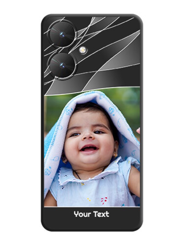 Custom Mixed Wave Lines on Photo On Space Black Custom Soft Matte Mobile Back Cover - Poco M6 5G