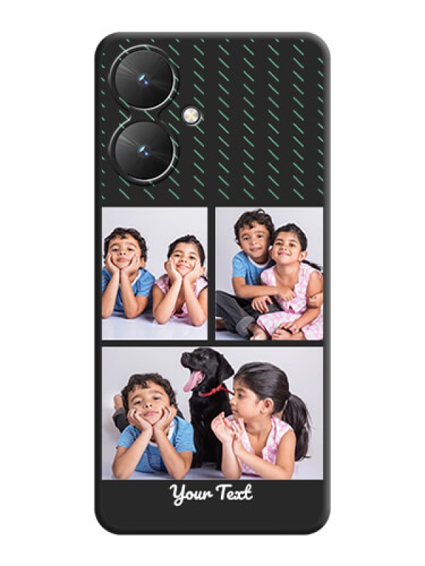 Custom Cross Dotted Pattern with 2 Image Holder On Space Black Custom Soft Matte Mobile Back Cover - Poco M6 5G
