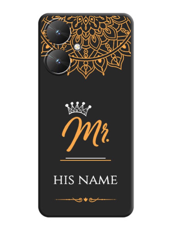 Custom Mr Name with Floral Design On Space Black Custom Soft Matte Mobile Back Cover - Poco M6 5G