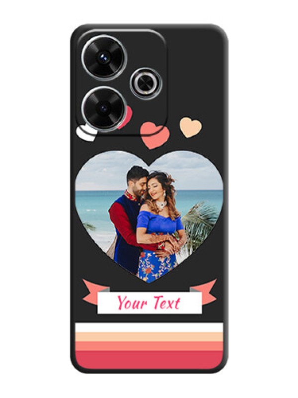 Custom Love Shaped Photo with Colorful Stripes On Space Black Custom Soft Matte Mobile Back Cover - Poco M6 Plus 5G