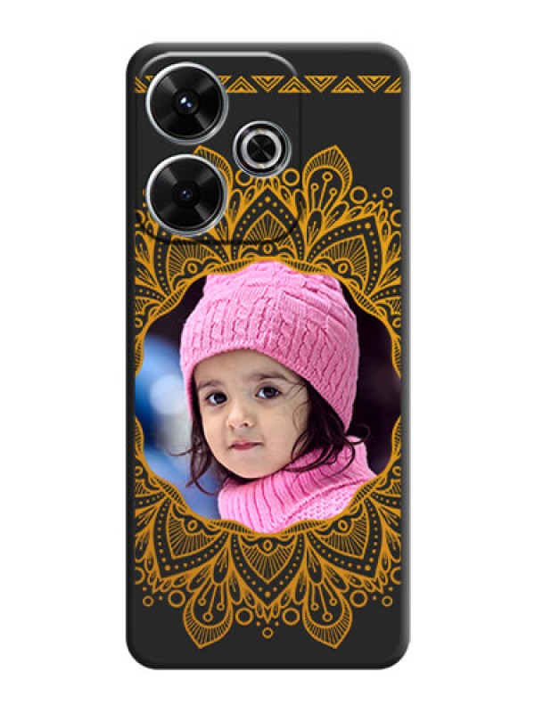 Custom Round Image with Floral Design On Space Black Custom Soft Matte Mobile Back Cover - Poco M6 Plus 5G