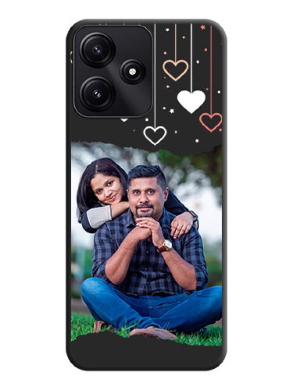 Custom Love Hangings with Splash Wave Picture on Space Black Custom Soft Matte Phone Back Cover - Poco M6 Pro 5G