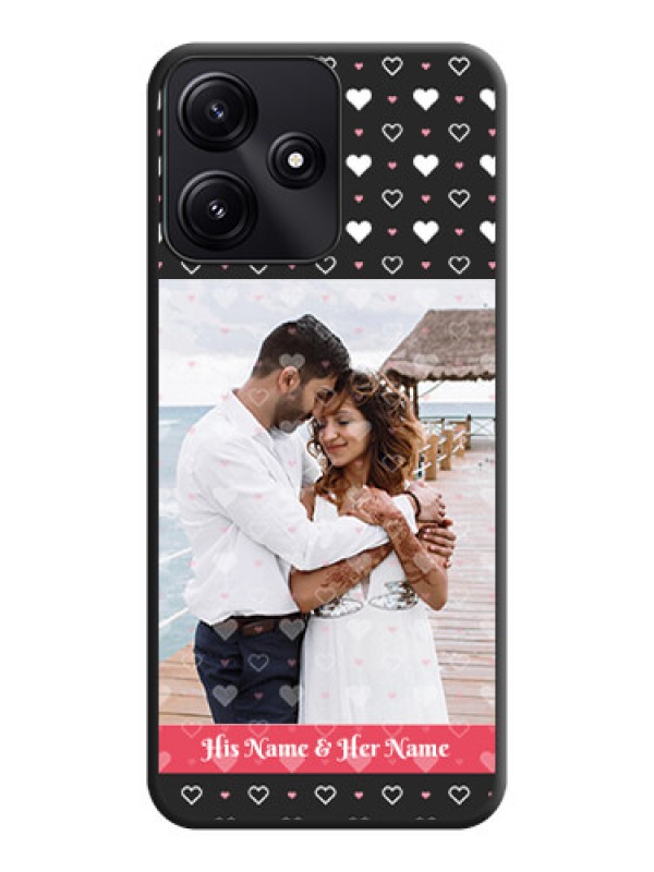 Custom White Color Love Symbols with Text Design - Photo on Space Black Soft Matte Phone Cover - Poco M6 Pro 5G