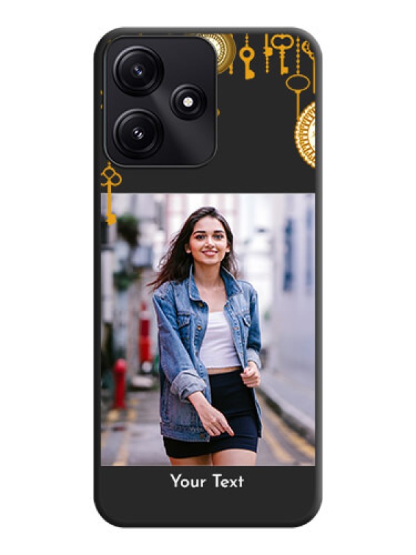 Custom Decorative Design with Text on Space Black Custom Soft Matte Back Cover - Poco M6 Pro 5G