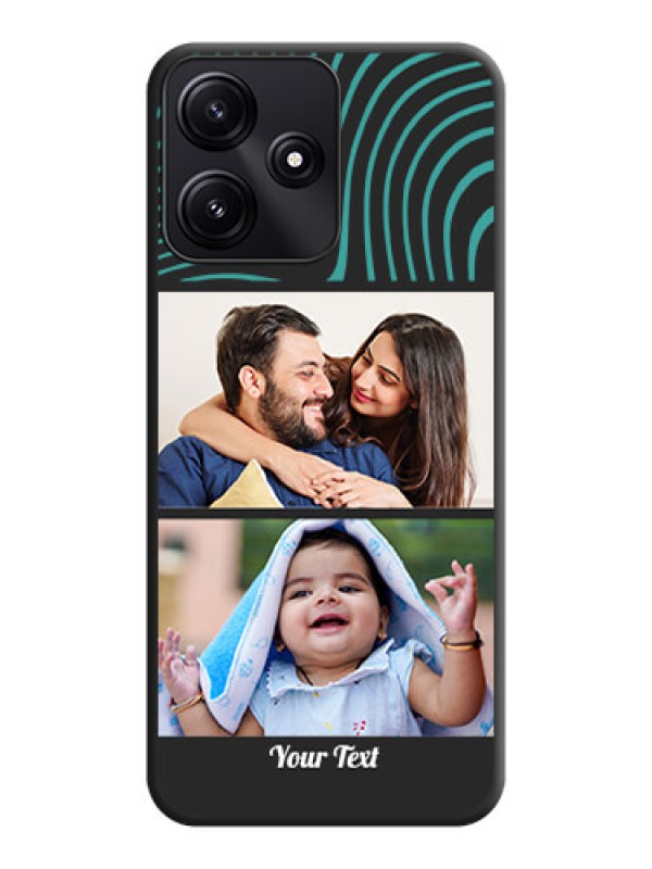 Custom Wave Pattern with 2 Image Holder on Space Black Personalized Soft Matte Phone Covers - Poco M6 Pro 5G