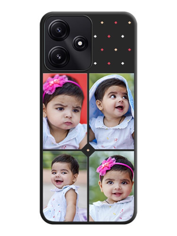 Custom Multicolor Dotted Pattern with 4 Image Holder on Space Black Custom Soft Matte Phone Cases - Poco M6 Pro 5G