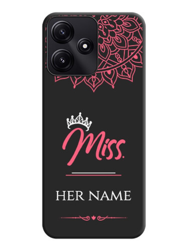 Custom Mrs Name with Floral Design on Space Black Personalized Soft Matte Phone Covers - Poco M6 Pro 5G