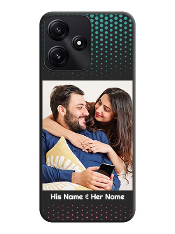 Custom Faded Dots with Grunge Photo Frame and Text on Space Black Custom Soft Matte Phone Cases - Poco M6 Pro 5G