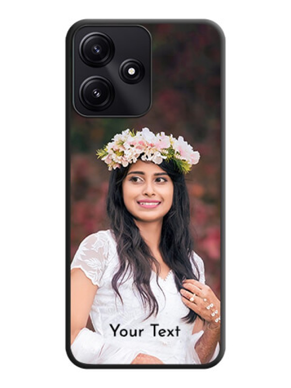 Custom Full Single Pic Upload With Text On Space Black Personalized Soft Matte Phone Covers - Poco M6 Pro 5G