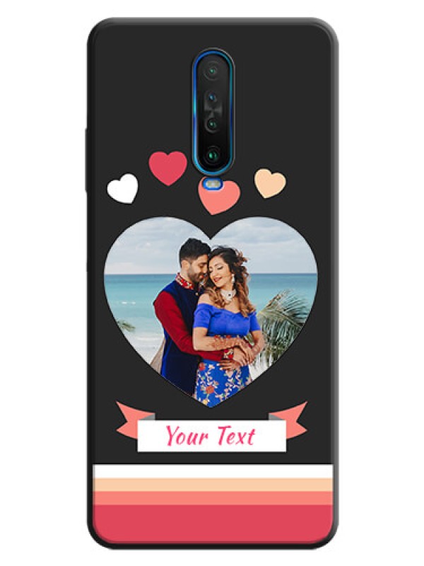 Custom Love Shaped Photo with Colorful Stripes on Personalised Space Black Soft Matte Cases - Poco X2