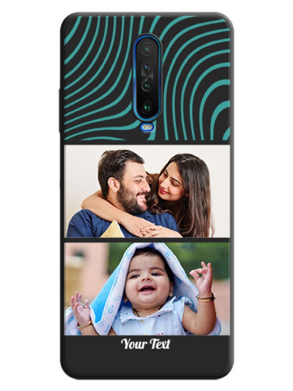 Custom Wave Pattern with 2 Image Holder on Space Black Personalized Soft Matte Phone Covers - Poco X2