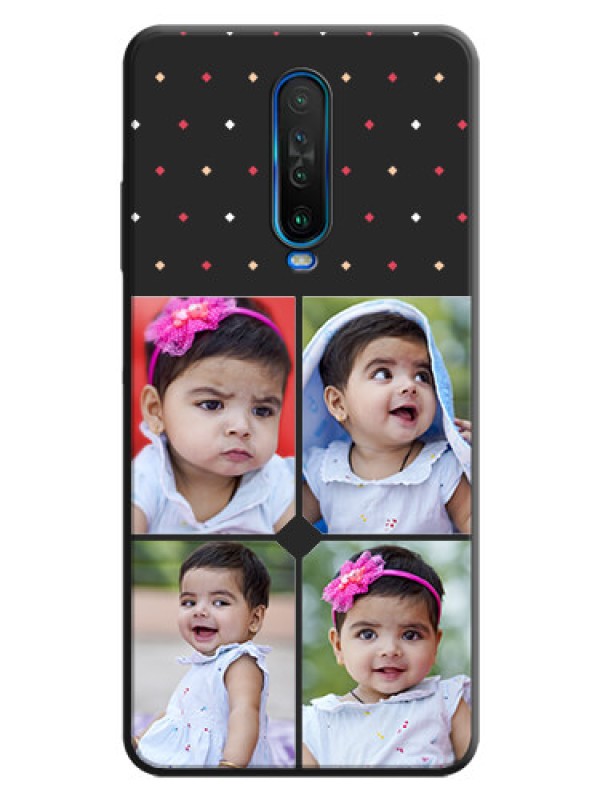 Custom Multicolor Dotted Pattern with 4 Image Holder on Space Black Custom Soft Matte Phone Cases - Poco X2