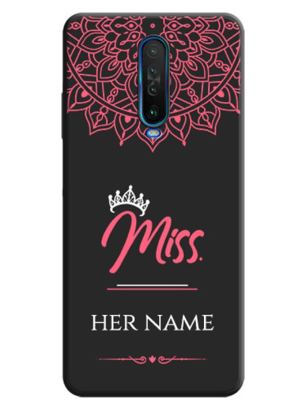 Custom Mrs Name with Floral Design on Space Black Personalized Soft Matte Phone Covers - Poco X2