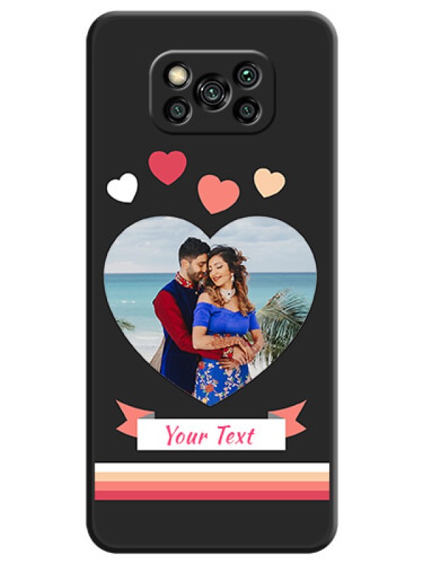 Custom Love Shaped Photo with Colorful Stripes on Personalised Space Black Soft Matte Cases - Poco X3 Pro