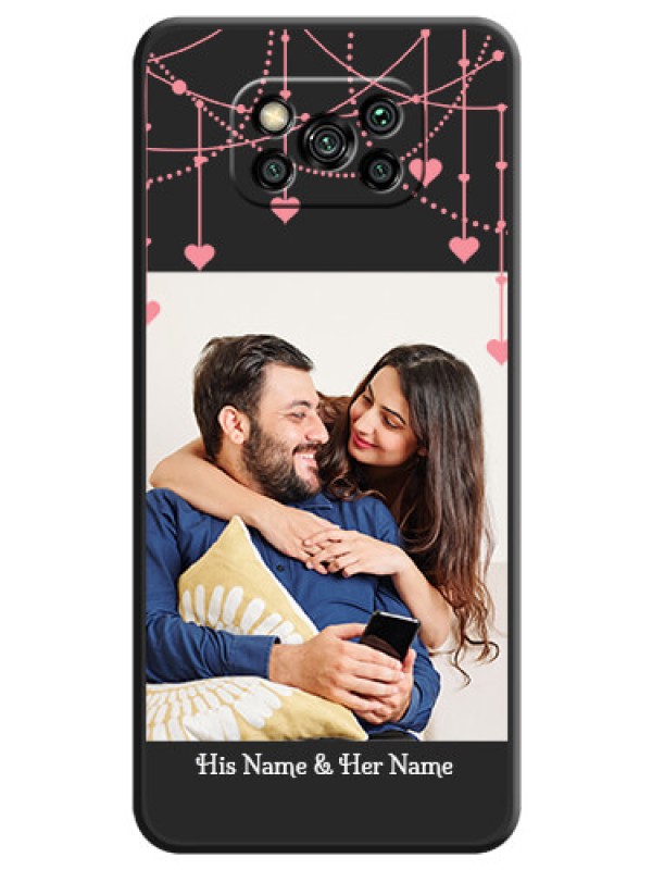 Custom Pink Love Hangings with Text on Space Black Custom Soft Matte Back Cover - Poco X3 Pro