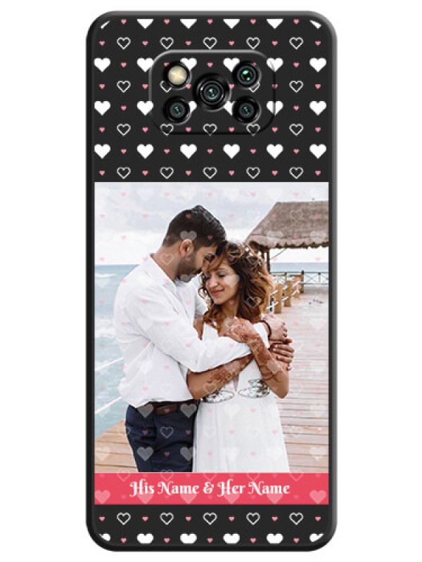 Custom White Color Love Symbols with Text Design on Photo on Space Black Soft Matte Phone Cover - Poco X3 Pro