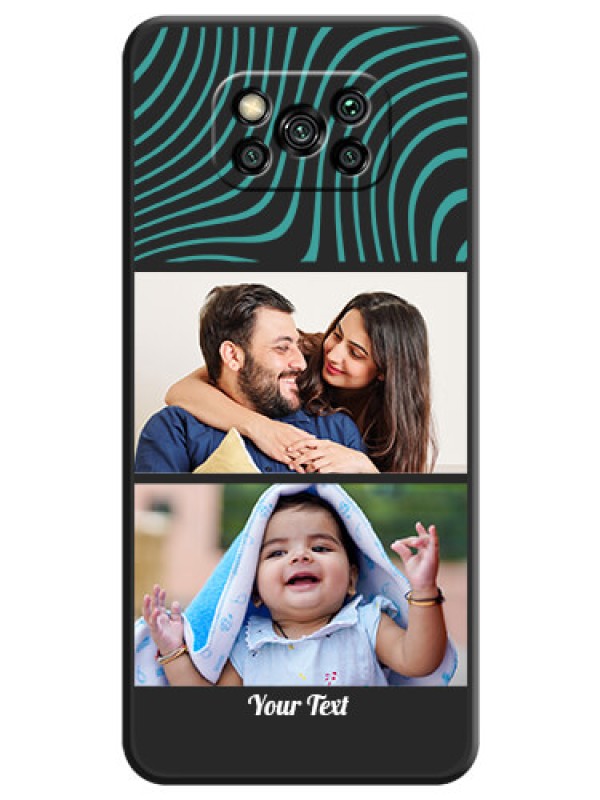 Custom Wave Pattern with 2 Image Holder on Space Black Personalized Soft Matte Phone Covers - Poco X3 Pro