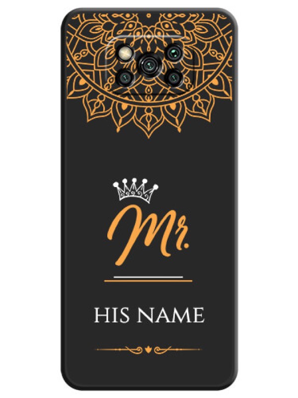 Custom Mr Name with Floral Design  on Personalised Space Black Soft Matte Cases - Poco X3 Pro