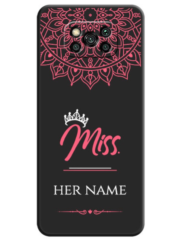Custom Mrs Name with Floral Design on Space Black Personalized Soft Matte Phone Covers - Poco X3 Pro