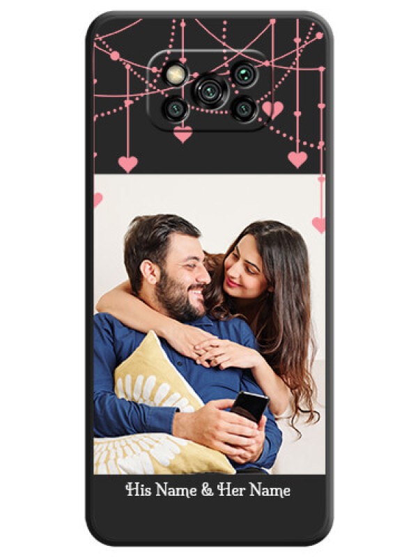Custom Pink Love Hangings with Text on Space Black Custom Soft Matte Back Cover - Poco X3