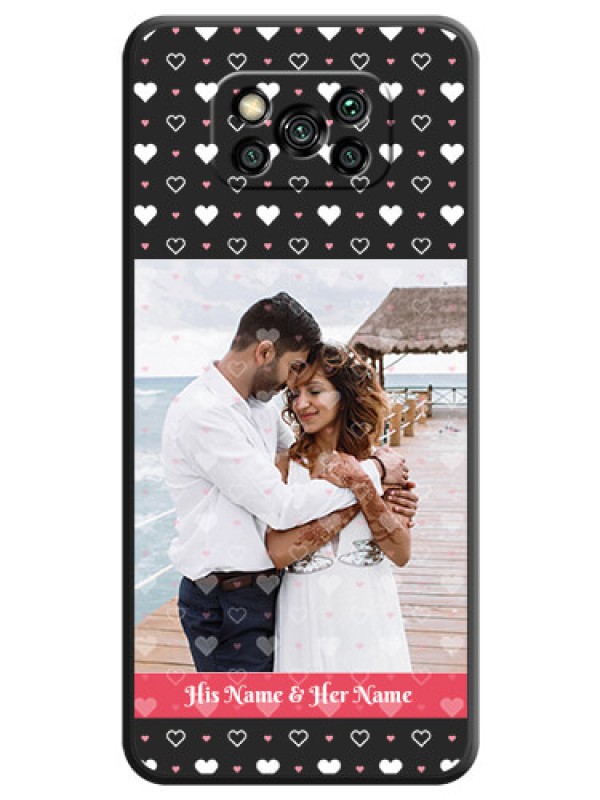 Custom White Color Love Symbols with Text Design on Photo on Space Black Soft Matte Phone Cover - Poco X3