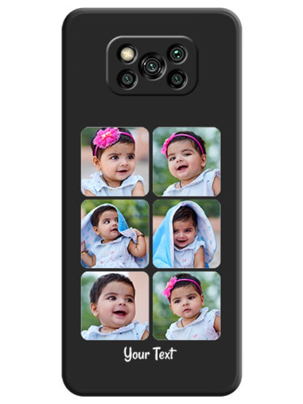 Custom Floral Art with 6 Image Holder on Photo on Space Black Soft Matte Mobile Case - Poco X3