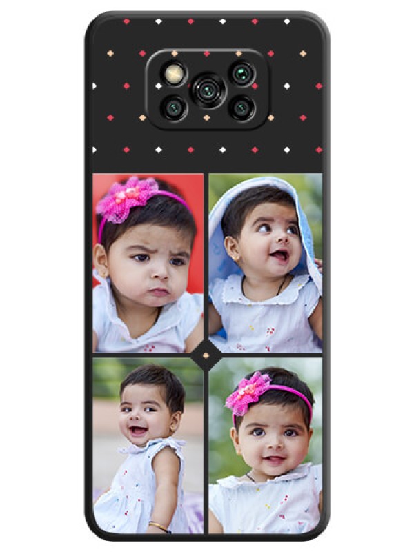 Custom Multicolor Dotted Pattern with 4 Image Holder on Space Black Custom Soft Matte Phone Cases - Poco X3