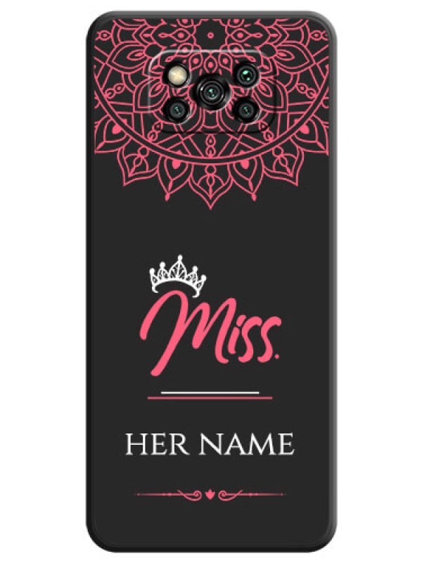 Custom Mrs Name with Floral Design on Space Black Personalized Soft Matte Phone Covers - Poco X3
