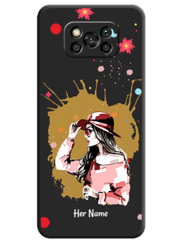 Custom Mordern Lady With Color Splash Background With Custom Text On Space Black Personalized Soft Matte Phone Covers -Poco X3