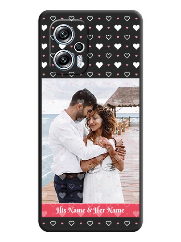 Custom White Color Love Symbols with Text Design on Photo on Space Black Soft Matte Phone Cover - Poco X4 Gt 5G