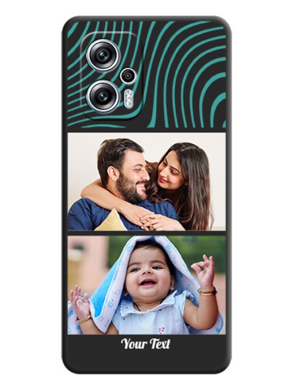 Custom Wave Pattern with 2 Image Holder on Space Black Personalized Soft Matte Phone Covers - Poco X4 Gt 5G