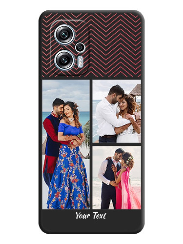 Custom Wave Pattern with 3 Image Holder on Space Black Custom Soft Matte Back Cover - Poco X4 Gt 5G