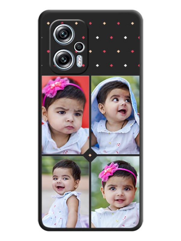 Custom Multicolor Dotted Pattern with 4 Image Holder on Space Black Custom Soft Matte Phone Cases - Poco X4 Gt 5G