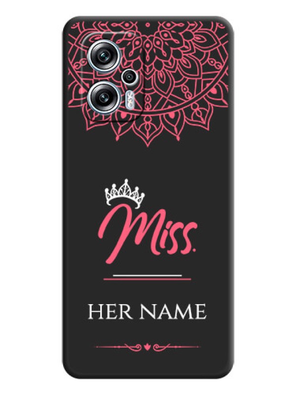Custom Mrs Name with Floral Design on Space Black Personalized Soft Matte Phone Covers - Poco X4 Gt 5G