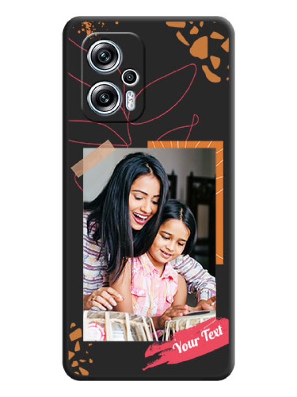 Custom Orange Photo Frame on Space Black Custom Soft Matte Phone Back Cover - Poco X4 Gt 5G