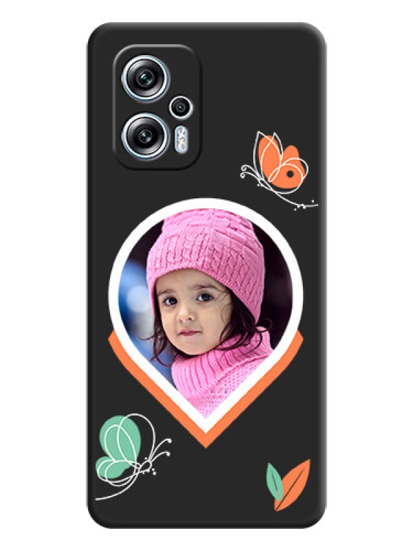 Custom Upload Pic With Simple Butterly Design On Space Black Personalized Soft Matte Phone Covers -Poco X4 Gt 5G