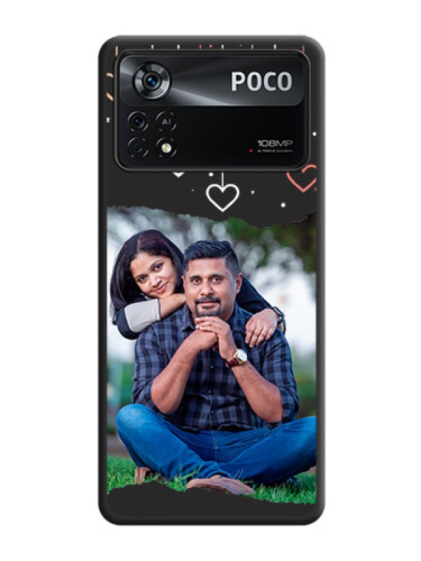 Custom Love Hangings with Splash Wave Picture on Space Black Custom Soft Matte Phone Back Cover - Poco X4 Pro 5G