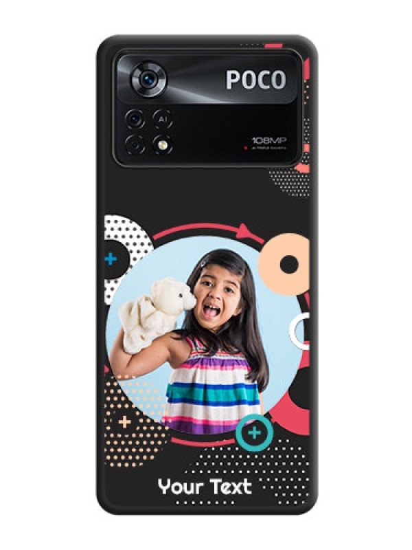 Custom Multicoloured Round Image on Personalised Space Black Soft Matte Cases - Poco X4 Pro 5G