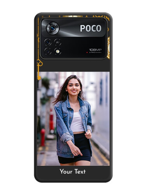 Custom Decorative Design with Text on Space Black Custom Soft Matte Back Cover - Poco X4 Pro 5G