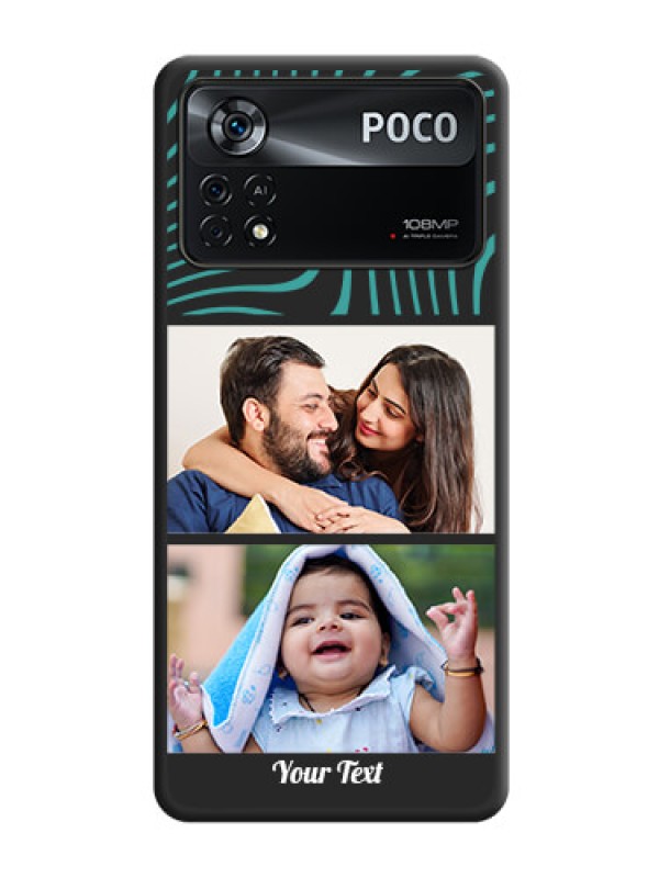 Custom Wave Pattern with 2 Image Holder on Space Black Personalized Soft Matte Phone Covers - Poco X4 Pro 5G