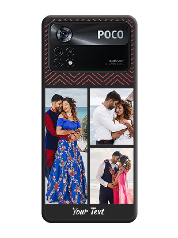 Custom Wave Pattern with 3 Image Holder on Space Black Custom Soft Matte Back Cover - Poco X4 Pro 5G