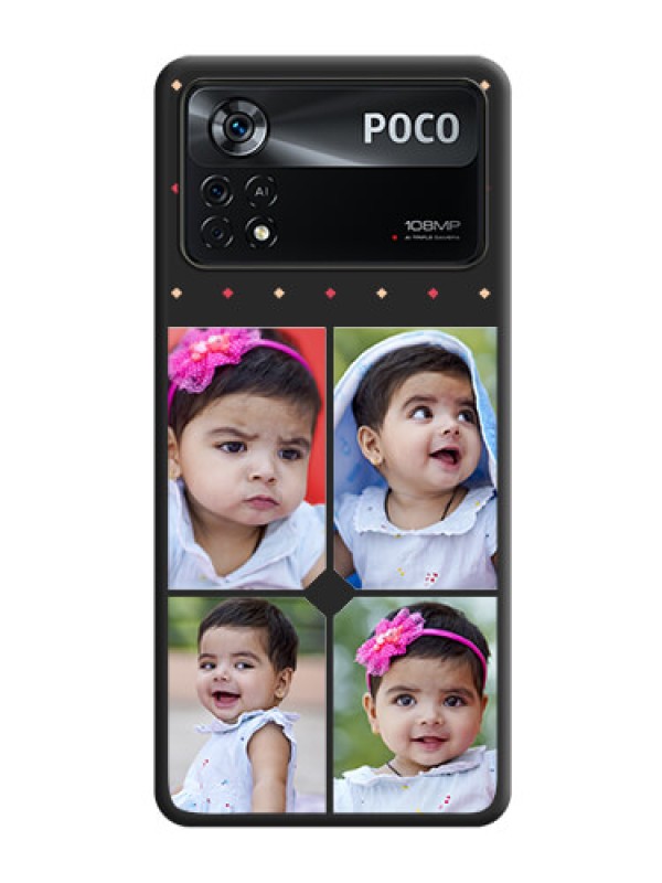 Custom Multicolor Dotted Pattern with 4 Image Holder on Space Black Custom Soft Matte Phone Cases - Poco X4 Pro 5G