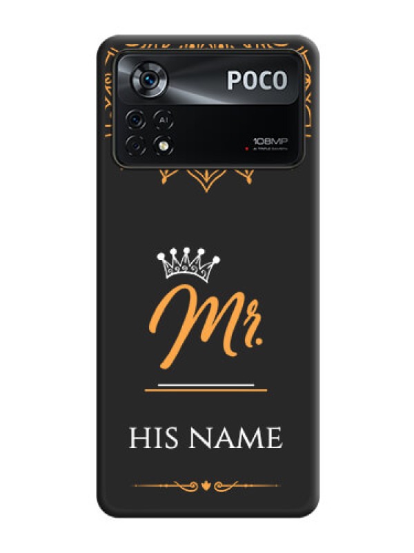 Custom Mr Name with Floral Design  on Personalised Space Black Soft Matte Cases - Poco X4 Pro 5G