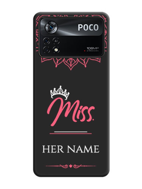 Custom Mrs Name with Floral Design on Space Black Personalized Soft Matte Phone Covers - Poco X4 Pro 5G