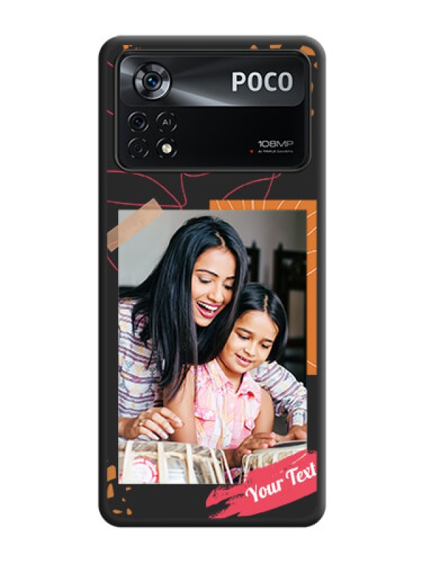 Custom Orange Photo Frame on Space Black Custom Soft Matte Phone Back Cover - Poco X4 Pro 5G